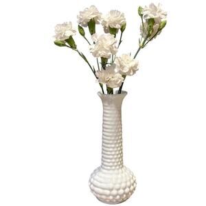 Vintage E.O. Brody Co. White Milk Glass Hobnail Bud Vase 7.5”*